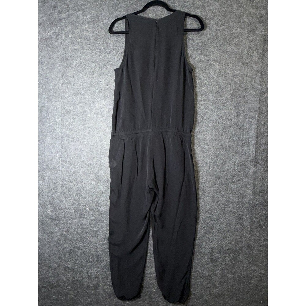 Theory Black Silk Drawstring Jumper Sleeveless Jumpsuit Size M Cuffed Ankle - Picture 8 of 9